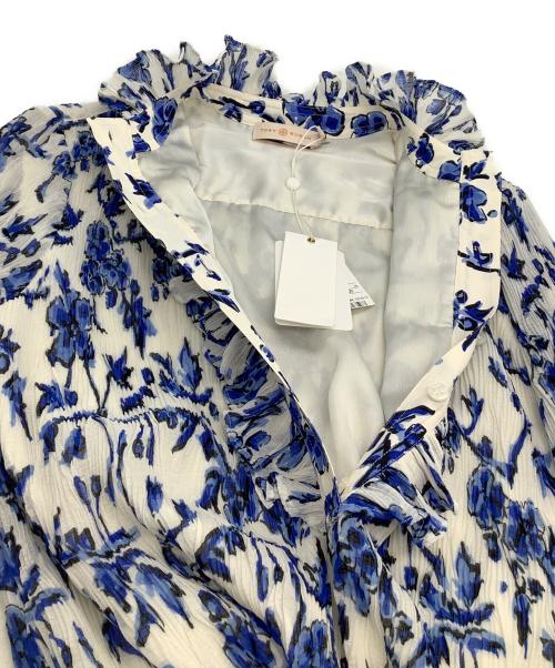 TORY BURCH（トリーバーチ）TORY BURCH (トリーバーチ) プリーツワンピース ホワイト×ブルー サイズ:00の古着・服飾アイテム