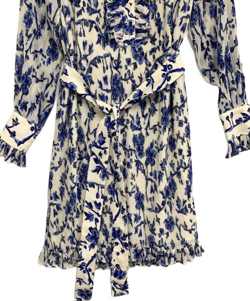 TORY BURCH（トリーバーチ）TORY BURCH (トリーバーチ) プリーツワンピース ホワイト×ブルー サイズ:00の古着・服飾アイテム