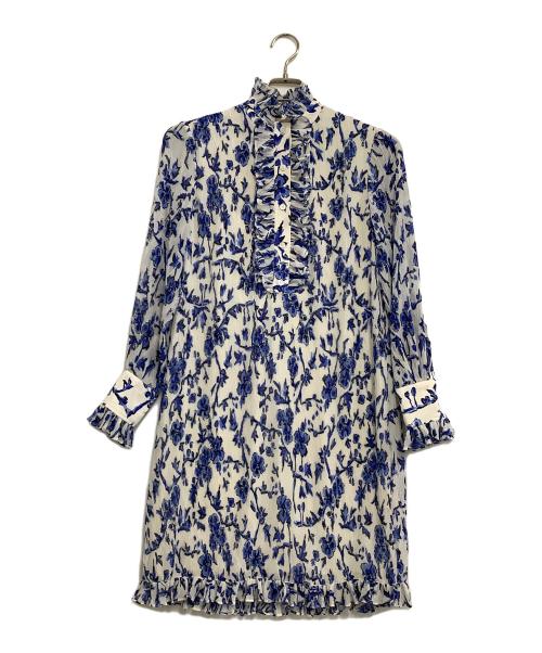 TORY BURCH（トリーバーチ）TORY BURCH (トリーバーチ) プリーツワンピース ホワイト×ブルー サイズ:00の古着・服飾アイテム