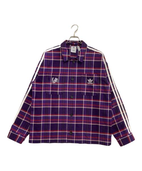 adidas（アディダス）adidas (アディダス) KORN (コーン) オーバーサイズシャツ パープル サイズ:Lの古着・服飾アイテム