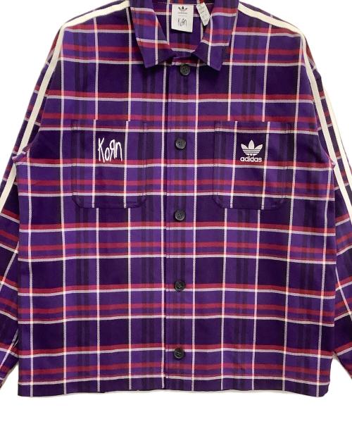 adidas（アディダス）adidas (アディダス) KORN (コーン) オーバーサイズシャツ パープル サイズ:Lの古着・服飾アイテム