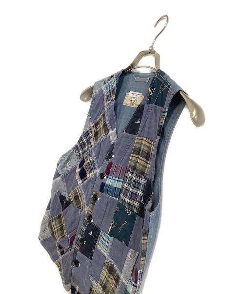 Engineered Garments（エンジニアド ガーメンツ）Engineered Garments (エンジニアド ガーメンツ) BEAMS PLUS (ビームスプラス) パッチワークベスト スカイブルー サイズ:XSの古着・服飾アイテム