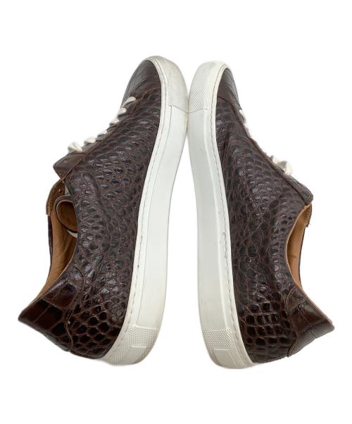 Manovie Toscane（マノヴィエ トスカーナ）Manovie Toscane (マノヴィエ トスカーナ) レザースニーカー クロコダイル ブラウン サイズ:43の古着・服飾アイテム