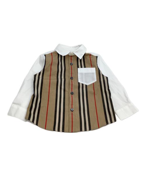 BURBERRY（バーバリー）BURBERRY (バーバリー) アイコンストライプシャツ ブラウン×ホワイト サイズ:12M/80cmの古着・服飾アイテム