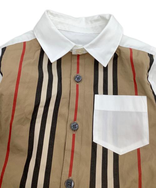 BURBERRY（バーバリー）BURBERRY (バーバリー) アイコンストライプシャツ ブラウン×ホワイト サイズ:12M/80cmの古着・服飾アイテム