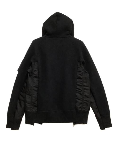 sacai（サカイ）sacai (サカイ) ジップパーカー　Sponge Sweat × Nylon Twill Hoodie ブラック サイズ:３の古着・服飾アイテム