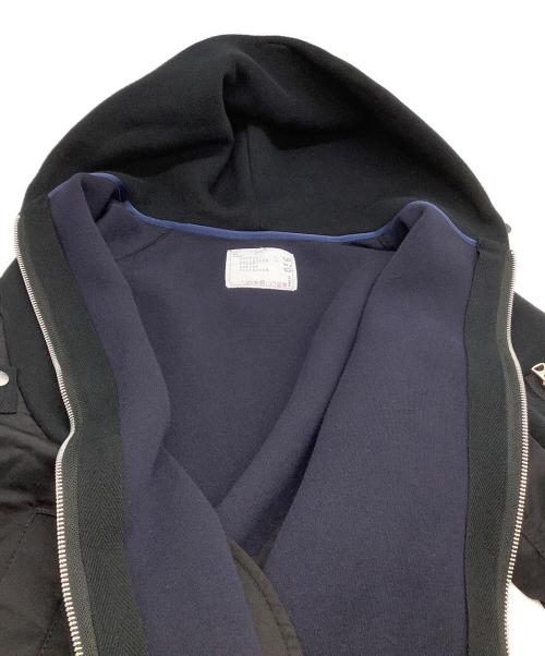 sacai（サカイ）sacai (サカイ) ジップパーカー　Sponge Sweat × Nylon Twill Hoodie ブラック サイズ:３の古着・服飾アイテム