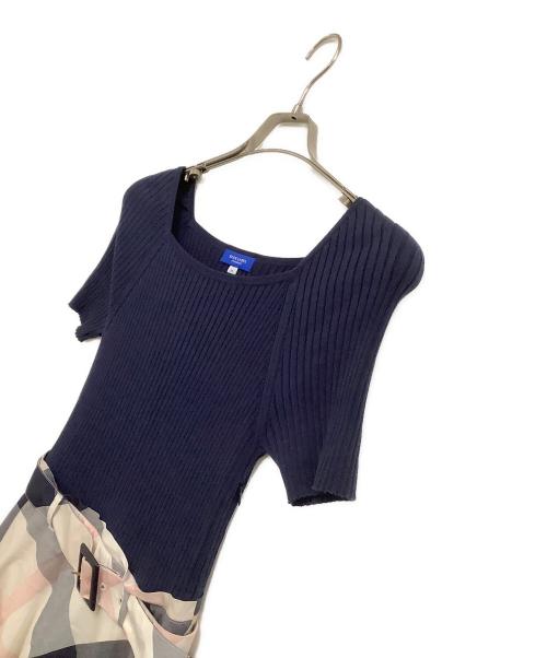 BLUE LABEL CRESTBRIDGE（ブルーレーベルクレストブリッジ）BLUE LABEL CRESTBRIDGE (ブルーレーベルクレストブリッジ) ドッキングワンピース ネイビー×ホワイト サイズ:38の古着・服飾アイテム