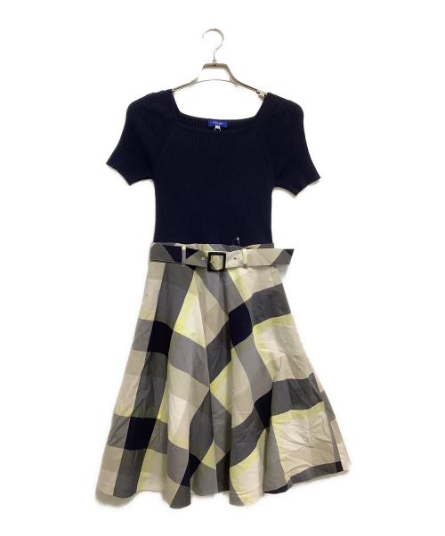 BLUE LABEL CRESTBRIDGE（ブルーレーベルクレストブリッジ）BLUE LABEL CRESTBRIDGE (ブルーレーベルクレストブリッジ) ドッキングワンピース ネイビー×ホワイト サイズ:38 未使用品の古着・服飾アイテム