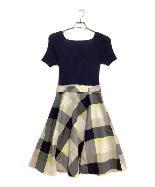 BLUE LABEL CRESTBRIDGE（ブルーレーベルクレストブリッジ）BLUE LABEL CRESTBRIDGE (ブルーレーベルクレストブリッジ) ドッキングワンピース ネイビー×ホワイト サイズ:38 未使用品の古着・服飾アイテム