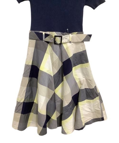 BLUE LABEL CRESTBRIDGE（ブルーレーベルクレストブリッジ）BLUE LABEL CRESTBRIDGE (ブルーレーベルクレストブリッジ) ドッキングワンピース ネイビー×ホワイト サイズ:38 未使用品の古着・服飾アイテム