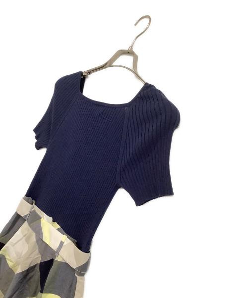 BLUE LABEL CRESTBRIDGE（ブルーレーベルクレストブリッジ）BLUE LABEL CRESTBRIDGE (ブルーレーベルクレストブリッジ) ドッキングワンピース ネイビー×ホワイト サイズ:38 未使用品の古着・服飾アイテム