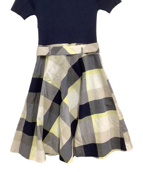 BLUE LABEL CRESTBRIDGE（ブルーレーベルクレストブリッジ）BLUE LABEL CRESTBRIDGE (ブルーレーベルクレストブリッジ) ドッキングワンピース ネイビー×ホワイト サイズ:38 未使用品の古着・服飾アイテム