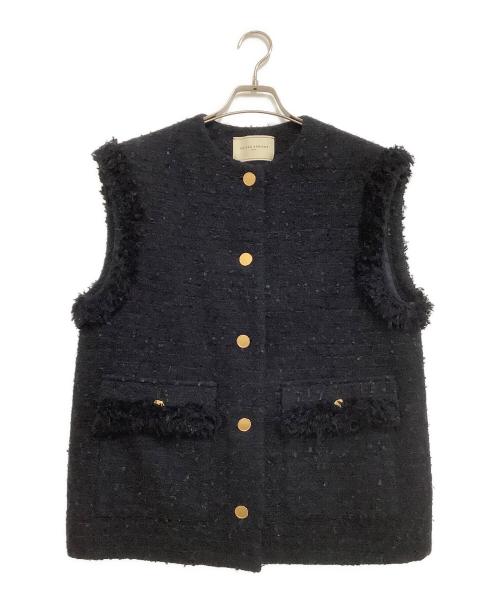 UNITED ARROWS（ユナイテッドアローズ）UNITED ARROWS (ユナイテッドアローズ) ベスト ファンシーツイードノーカラーベスト ブラック サイズ:38の古着・服飾アイテム