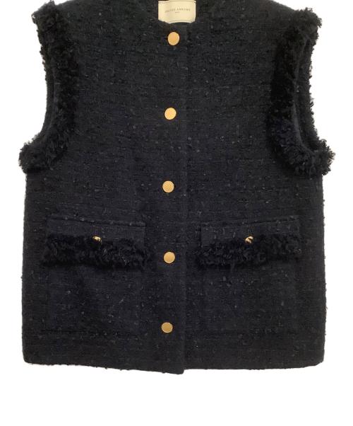 UNITED ARROWS（ユナイテッドアローズ）UNITED ARROWS (ユナイテッドアローズ) ベスト ファンシーツイードノーカラーベスト ブラック サイズ:38の古着・服飾アイテム