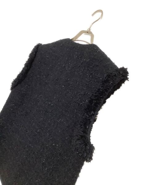 UNITED ARROWS（ユナイテッドアローズ）UNITED ARROWS (ユナイテッドアローズ) ベスト ファンシーツイードノーカラーベスト ブラック サイズ:38の古着・服飾アイテム