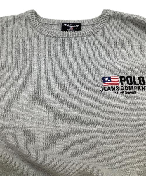 POLO RALPH LAUREN（ポロ・ラルフローレン）POLO RALPH LAUREN (ポロ・ラルフローレン) 刺繍ニット グレー サイズ:XLの古着・服飾アイテム