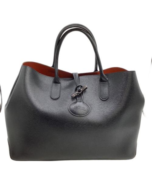 LONGCHAMP（ロンシャン）LONGCHAMP (ロンシャン) トートバッグ ブラック×ブラウンの古着・服飾アイテム