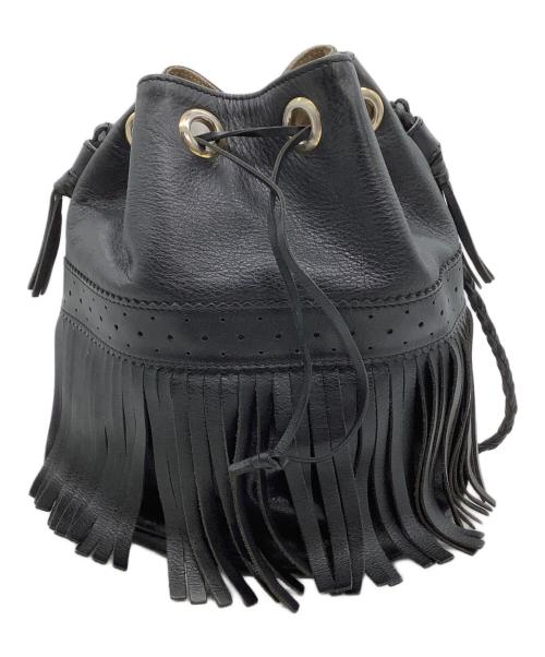 J&M DAVIDSON（ジェイ＆エム デヴィッドソン）J&M DAVIDSON (ジェイ＆エム デヴィッドソン) 巾着ショルダーバッグ フリンジ ブラックの古着・服飾アイテム