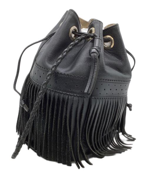 J&M DAVIDSON（ジェイ＆エム デヴィッドソン）J&M DAVIDSON (ジェイ＆エム デヴィッドソン) 巾着ショルダーバッグ フリンジ ブラックの古着・服飾アイテム