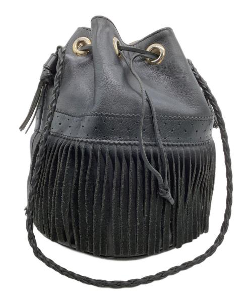 J&M DAVIDSON（ジェイ＆エム デヴィッドソン）J&M DAVIDSON (ジェイ＆エム デヴィッドソン) 巾着ショルダーバッグ フリンジ ブラックの古着・服飾アイテム