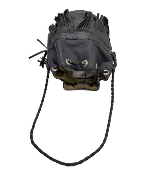 J&M DAVIDSON（ジェイ＆エム デヴィッドソン）J&M DAVIDSON (ジェイ＆エム デヴィッドソン) 巾着ショルダーバッグ フリンジ ブラックの古着・服飾アイテム