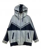 REFLEMレフレム）の古着「ジップパーカー BIG切替ハイネックデニムパーカー」｜ブルー×インディゴ