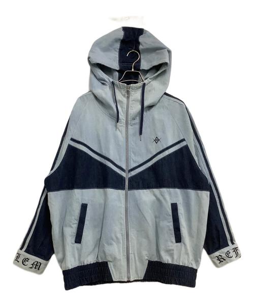 REFLEM（レフレム）REFLEM (レフレム) ジップパーカー BIG切替ハイネックデニムパーカー ブルー×インディゴ サイズ:freeの古着・服飾アイテム