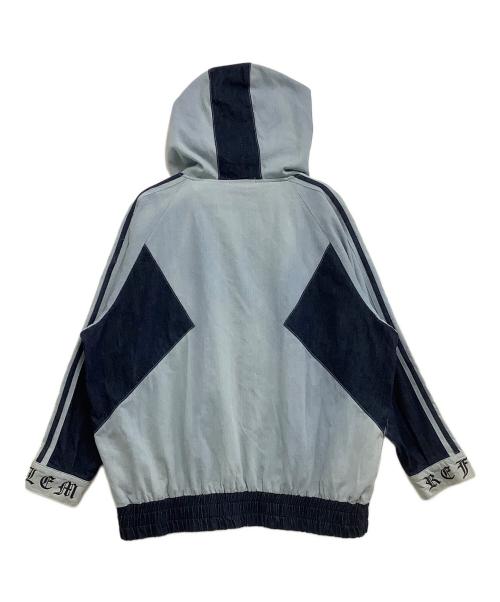 REFLEM（レフレム）REFLEM (レフレム) ジップパーカー BIG切替ハイネックデニムパーカー ブルー×インディゴ サイズ:freeの古着・服飾アイテム