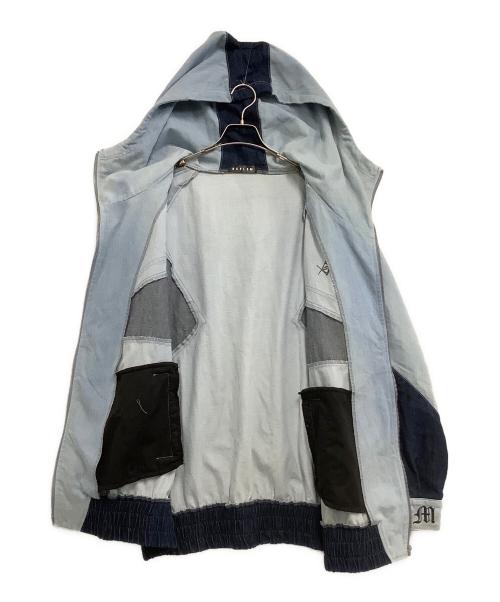 REFLEM（レフレム）REFLEM (レフレム) ジップパーカー BIG切替ハイネックデニムパーカー ブルー×インディゴ サイズ:freeの古着・服飾アイテム