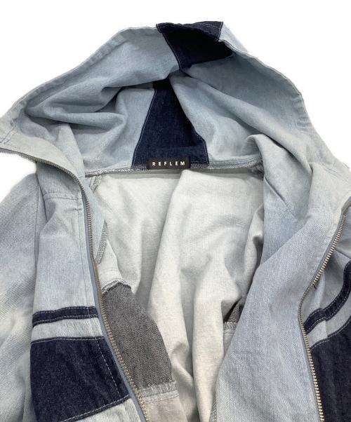 REFLEM（レフレム）REFLEM (レフレム) ジップパーカー BIG切替ハイネックデニムパーカー ブルー×インディゴ サイズ:freeの古着・服飾アイテム