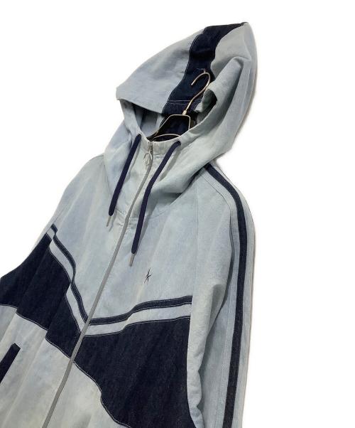 REFLEM（レフレム）REFLEM (レフレム) ジップパーカー BIG切替ハイネックデニムパーカー ブルー×インディゴ サイズ:freeの古着・服飾アイテム