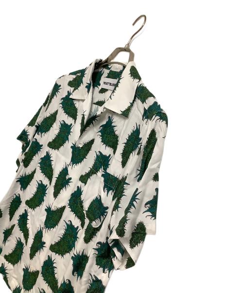 NEAT ALOHA（ニートアロハ）NEAT ALOHA (ニートアロハ) 開襟シャツ 総柄 ホワイト×グリーン サイズ:Mの古着・服飾アイテム