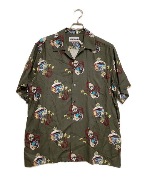 NEAT ALOHA（ニートアロハ）NEAT ALOHA (ニートアロハ) 開襟シャツ 猫 グレー サイズ:Lの古着・服飾アイテム