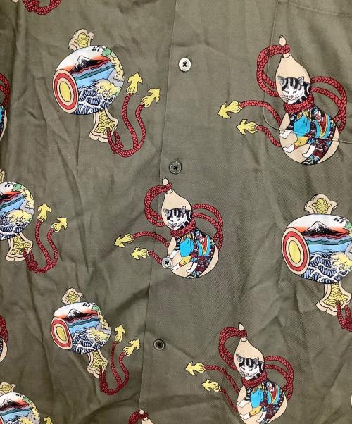 NEAT ALOHA（ニートアロハ）NEAT ALOHA (ニートアロハ) 開襟シャツ 猫 グレー サイズ:Lの古着・服飾アイテム