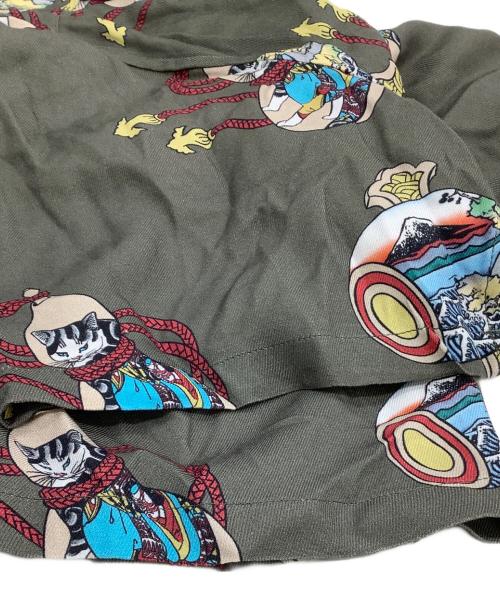 NEAT ALOHA（ニートアロハ）NEAT ALOHA (ニートアロハ) 開襟シャツ 猫 グレー サイズ:Lの古着・服飾アイテム