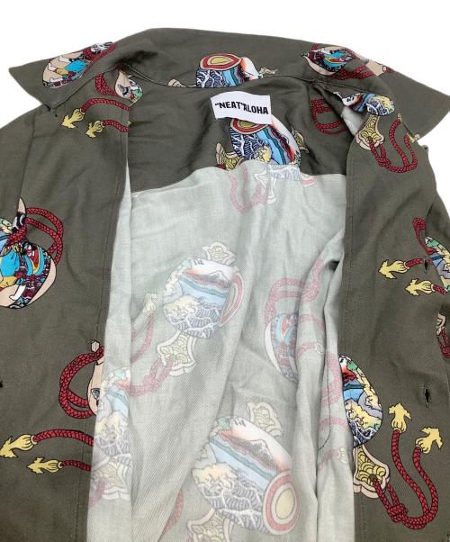 NEAT ALOHA（ニートアロハ）NEAT ALOHA (ニートアロハ) 開襟シャツ 猫 グレー サイズ:Lの古着・服飾アイテム
