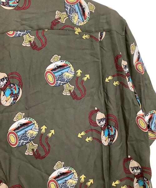 NEAT ALOHA（ニートアロハ）NEAT ALOHA (ニートアロハ) 開襟シャツ 猫 グレー サイズ:Lの古着・服飾アイテム