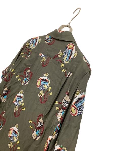 NEAT ALOHA（ニートアロハ）NEAT ALOHA (ニートアロハ) 開襟シャツ 猫 グレー サイズ:Lの古着・服飾アイテム