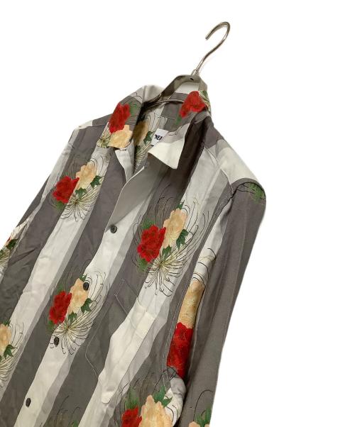 NEAT ALOHA（ニートアロハ）NEAT ALOHA (ニートアロハ) 長袖開襟シャツ グレー×ホワイト サイズ:Mの古着・服飾アイテム