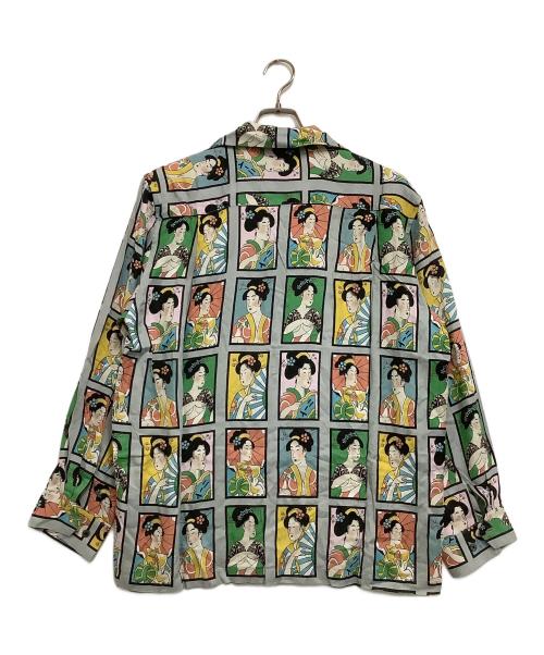 NEAT ALOHA（ニートアロハ）NEAT ALOHA (ニートアロハ) 長袖開襟シャツ 絵札/アロハガール グレー サイズ:Mの古着・服飾アイテム