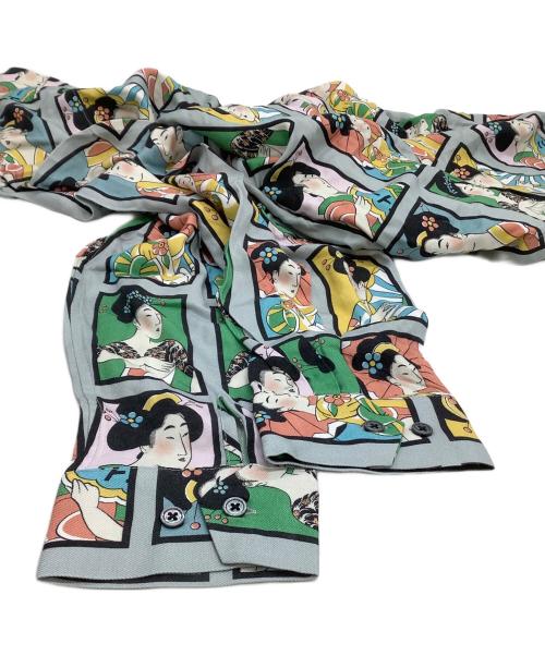 NEAT ALOHA（ニートアロハ）NEAT ALOHA (ニートアロハ) 長袖開襟シャツ 絵札/アロハガール グレー サイズ:Mの古着・服飾アイテム