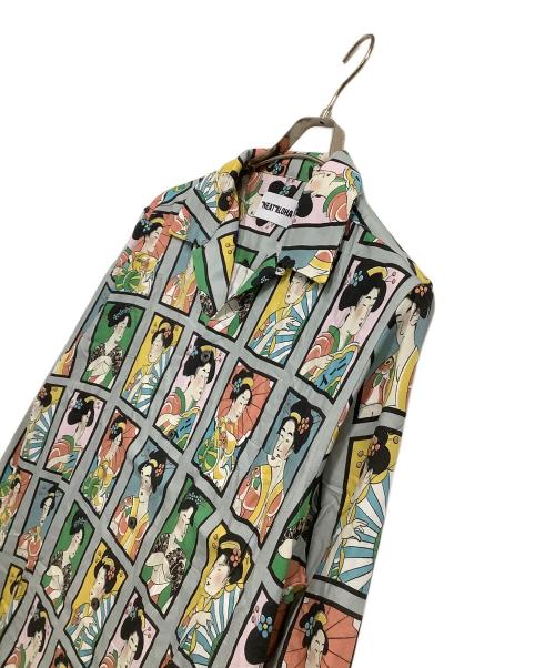 NEAT ALOHA（ニートアロハ）NEAT ALOHA (ニートアロハ) 長袖開襟シャツ 絵札/アロハガール グレー サイズ:Mの古着・服飾アイテム