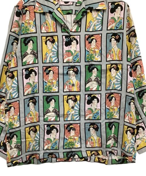 NEAT ALOHA（ニートアロハ）NEAT ALOHA (ニートアロハ) 長袖開襟シャツ 絵札/アロハガール グレー サイズ:Mの古着・服飾アイテム