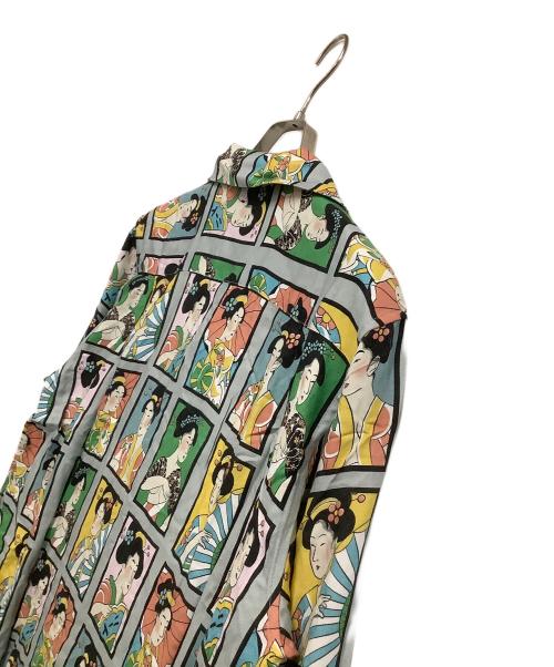 NEAT ALOHA（ニートアロハ）NEAT ALOHA (ニートアロハ) 長袖開襟シャツ 絵札/アロハガール グレー サイズ:Mの古着・服飾アイテム