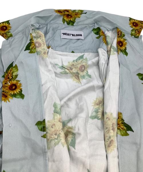 NEAT ALOHA（ニートアロハ）NEAT ALOHA (ニートアロハ) 開襟シャツ　ひまわり スカイブルー サイズ:Lの古着・服飾アイテム