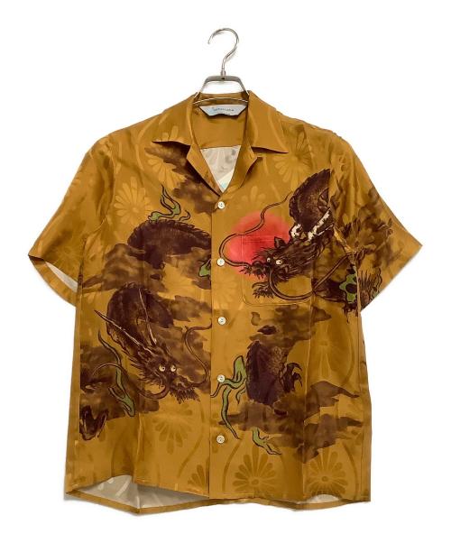 NIPOALOHA（二ポアロハ）NIPOALOHA (二ポアロハ) アロハシャツ SUPER BEAVER 渋谷龍太 龍図 地紋 立桶に菊 ブラウン サイズ:０の古着・服飾アイテム