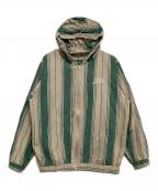 WIND AND SEAウィンダンシー）の古着「ジップパーカー　ストライプ」｜ベージュ×グリーン