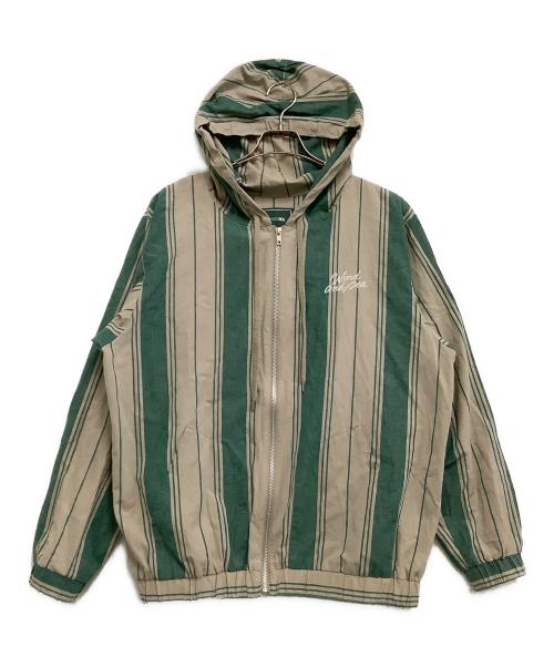 WIND AND SEA（ウィンダンシー）WIND AND SEA (ウィンダンシー) ジップパーカー　ストライプ ベージュ×グリーン サイズ:Mの古着・服飾アイテム