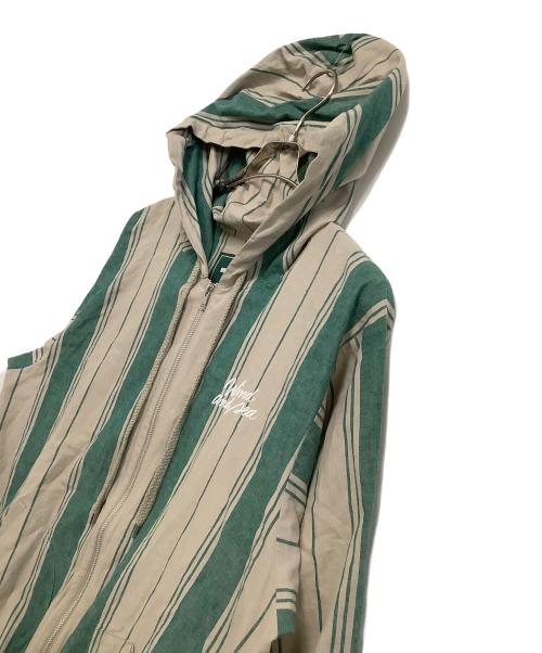 WIND AND SEA（ウィンダンシー）WIND AND SEA (ウィンダンシー) ジップパーカー　ストライプ ベージュ×グリーン サイズ:Mの古着・服飾アイテム